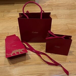 Cartier Deep Red Bag Collection. Bags only. Comes with 2 bags and a bow